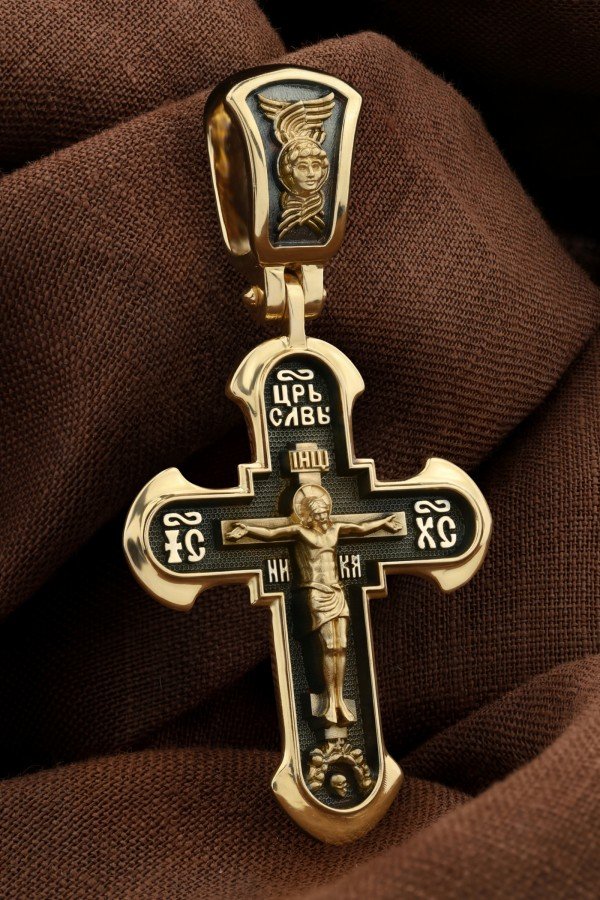 Крест из лимонного золота 585 пробы