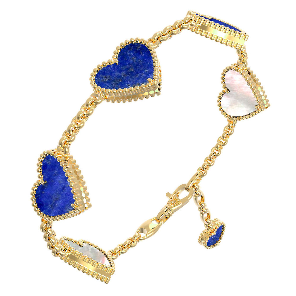 Браслет из лимонного золота c лазуритом и перламутром