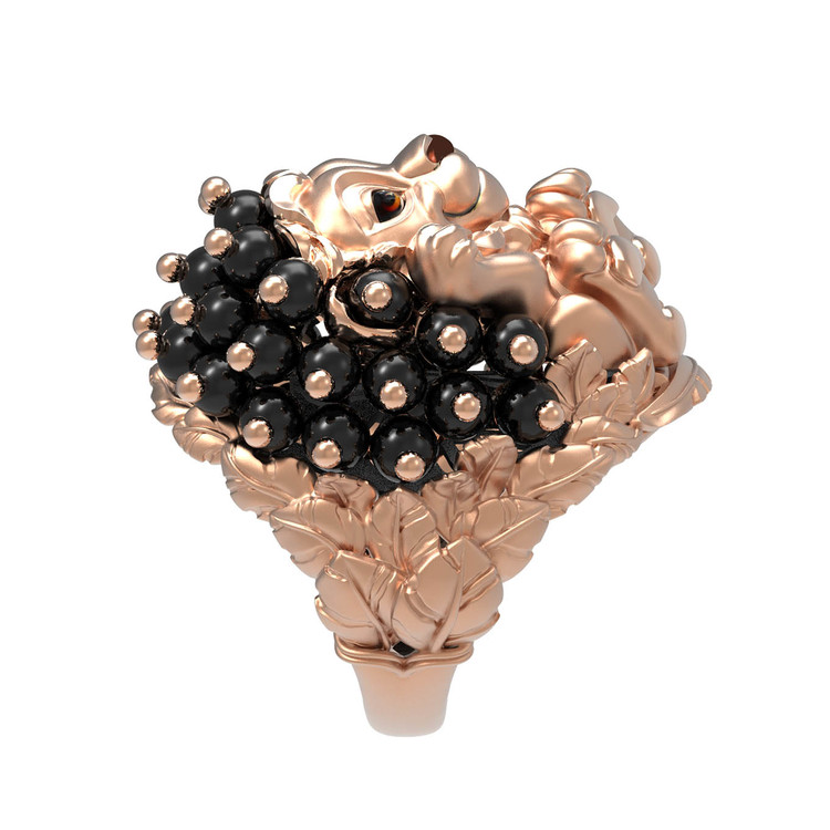 Кольцо из золота c эмаль и ониксом