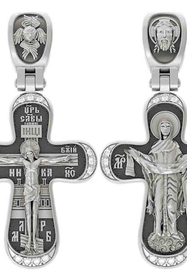 Крест из белого золота c бриллиантами