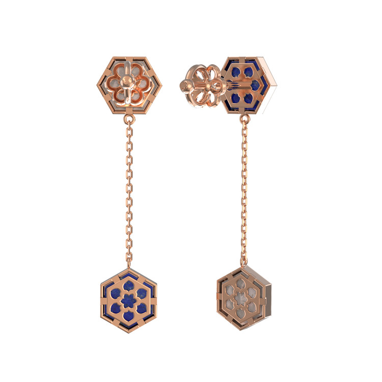 Серьги из золота c лазуритом и перламутром