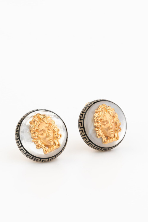 Серьги из золота c эмаль и перламутром