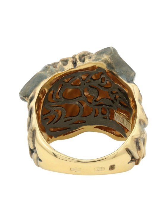 Кольцо из лимонного золота c эмаль