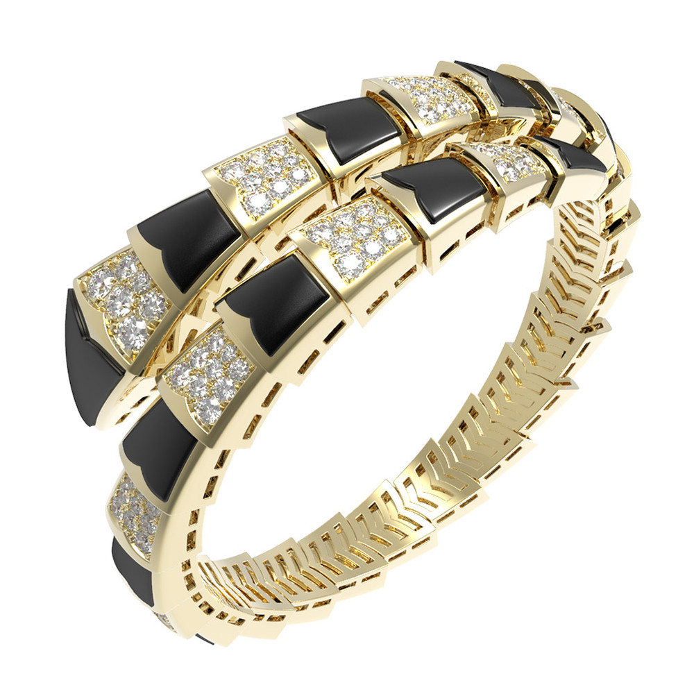 Браслет из лимонного золота c бриллиантами и ониксом