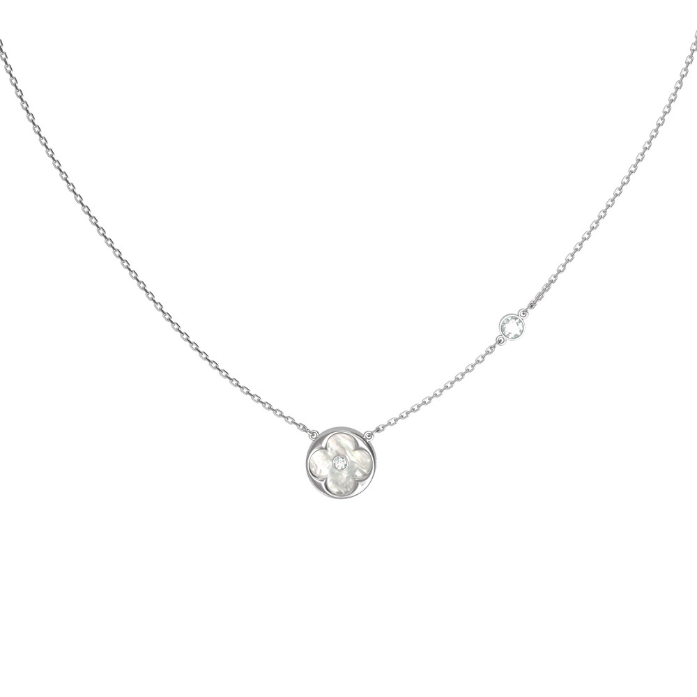 Колье из белого золота c бриллиантами и перламутром