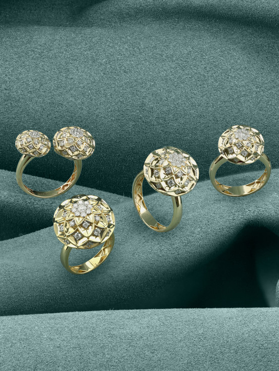 Кольцо из лимонного золота c бриллиантами