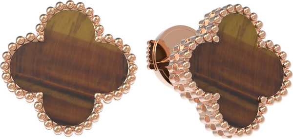 Серьги из золота c тигровым глазом