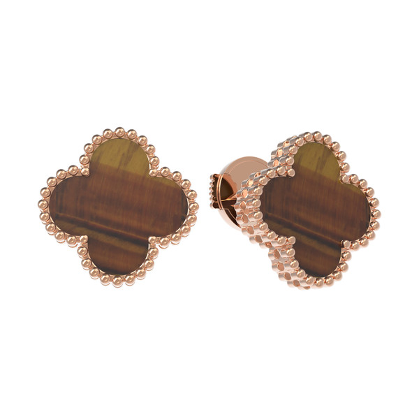 Серьги из золота c тигровым глазом