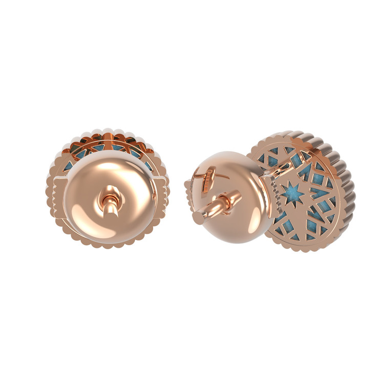 Серьги из золота c фианитом и бирюзой