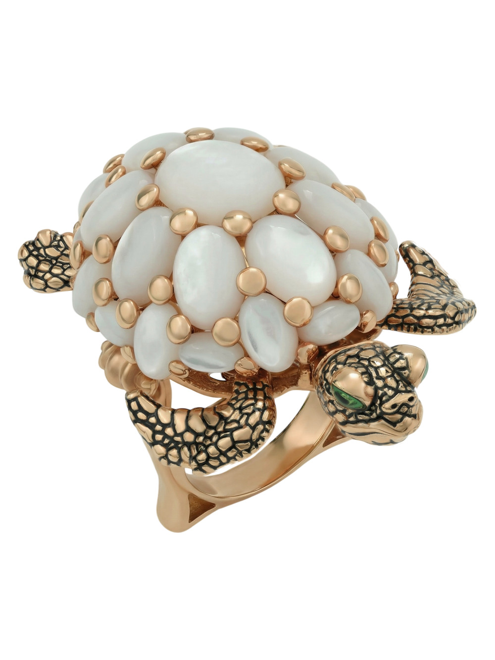 Кольцо из золота c эмаль и перламутром