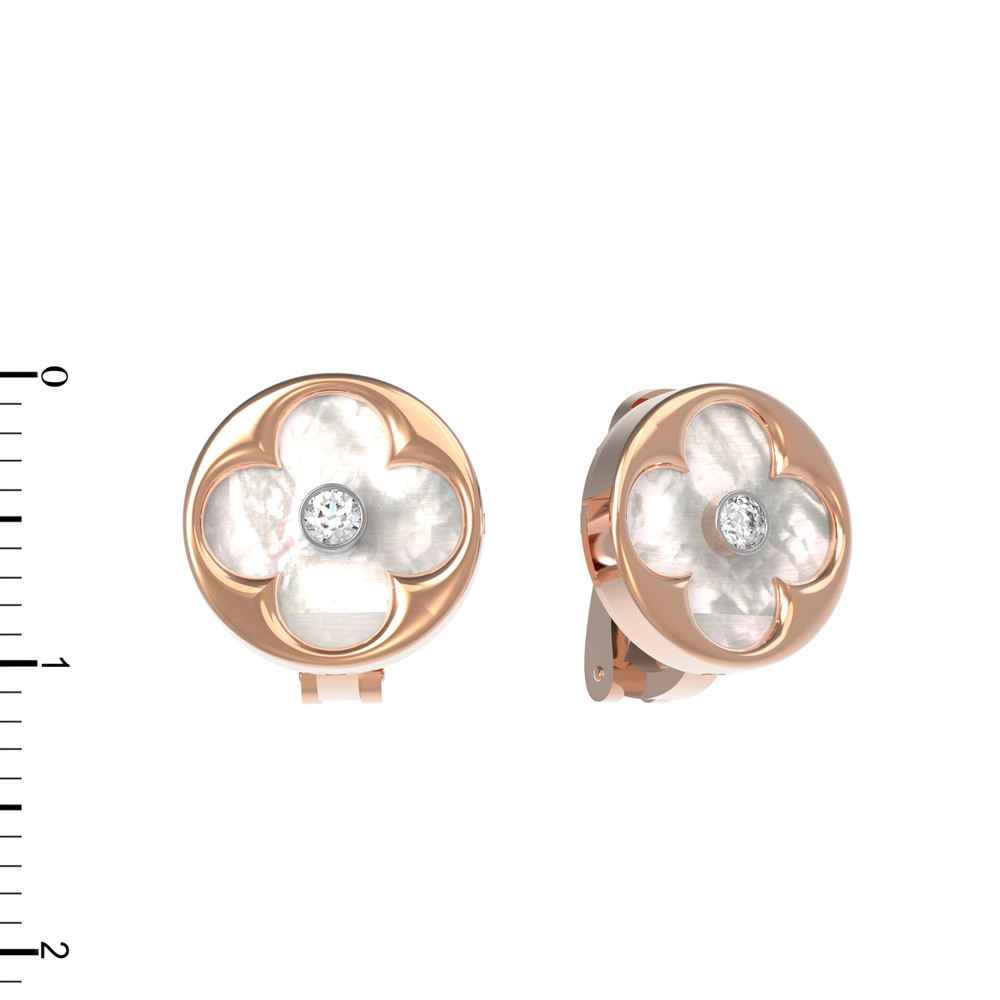 Серьги из золота c бриллиантами и перламутром