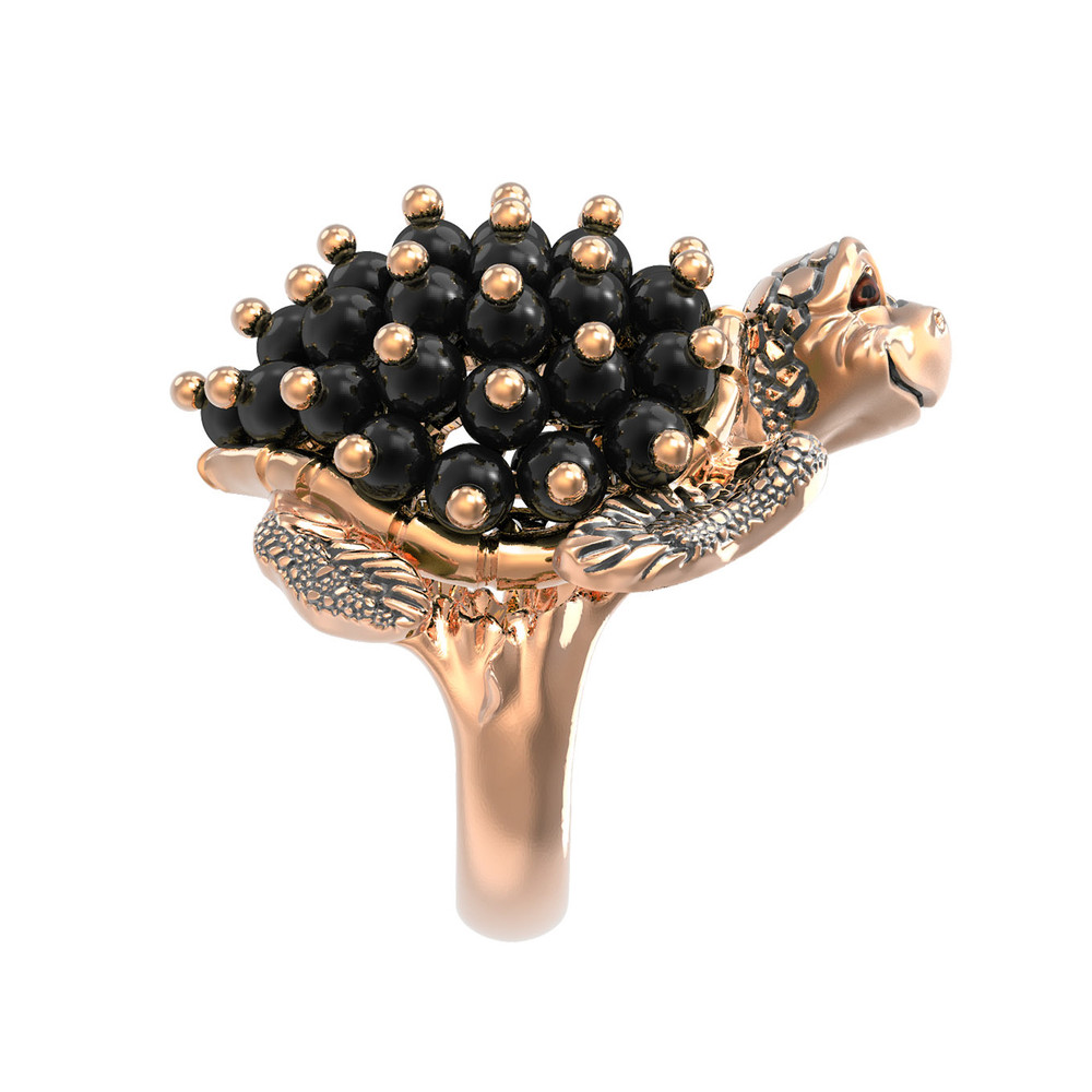 Кольцо из золота c эмаль и ониксом