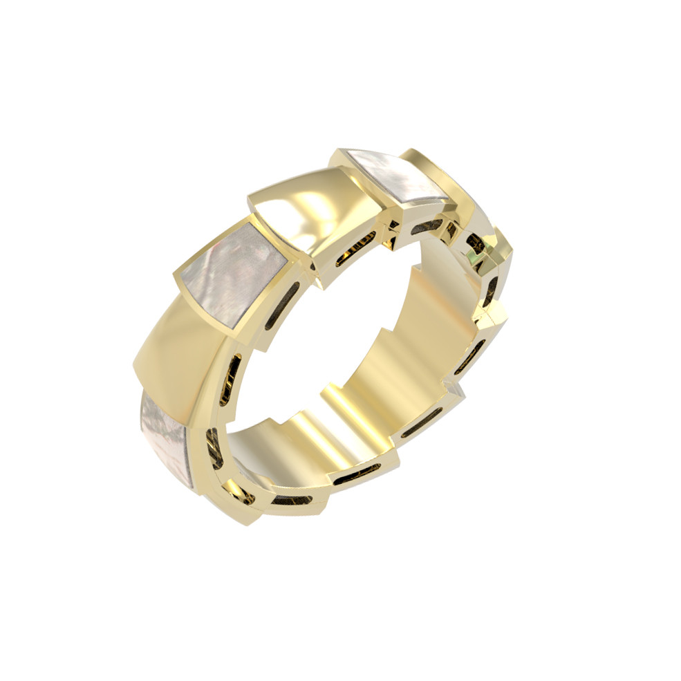 Кольцо из лимонного золота c перламутром