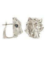 Серьги из белого золота c сапфиром