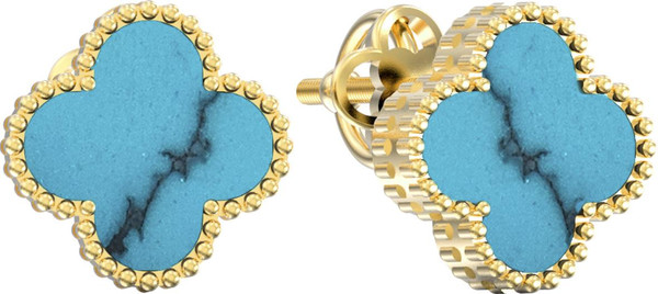 Серьги из лимонного золота c бирюзой