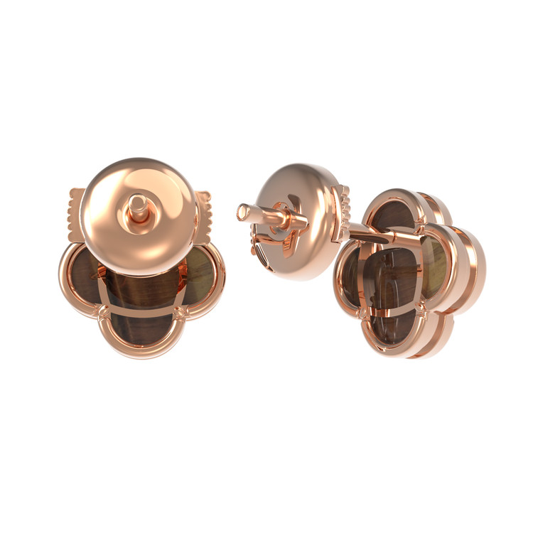 Серьги из золота c тигровым глазом