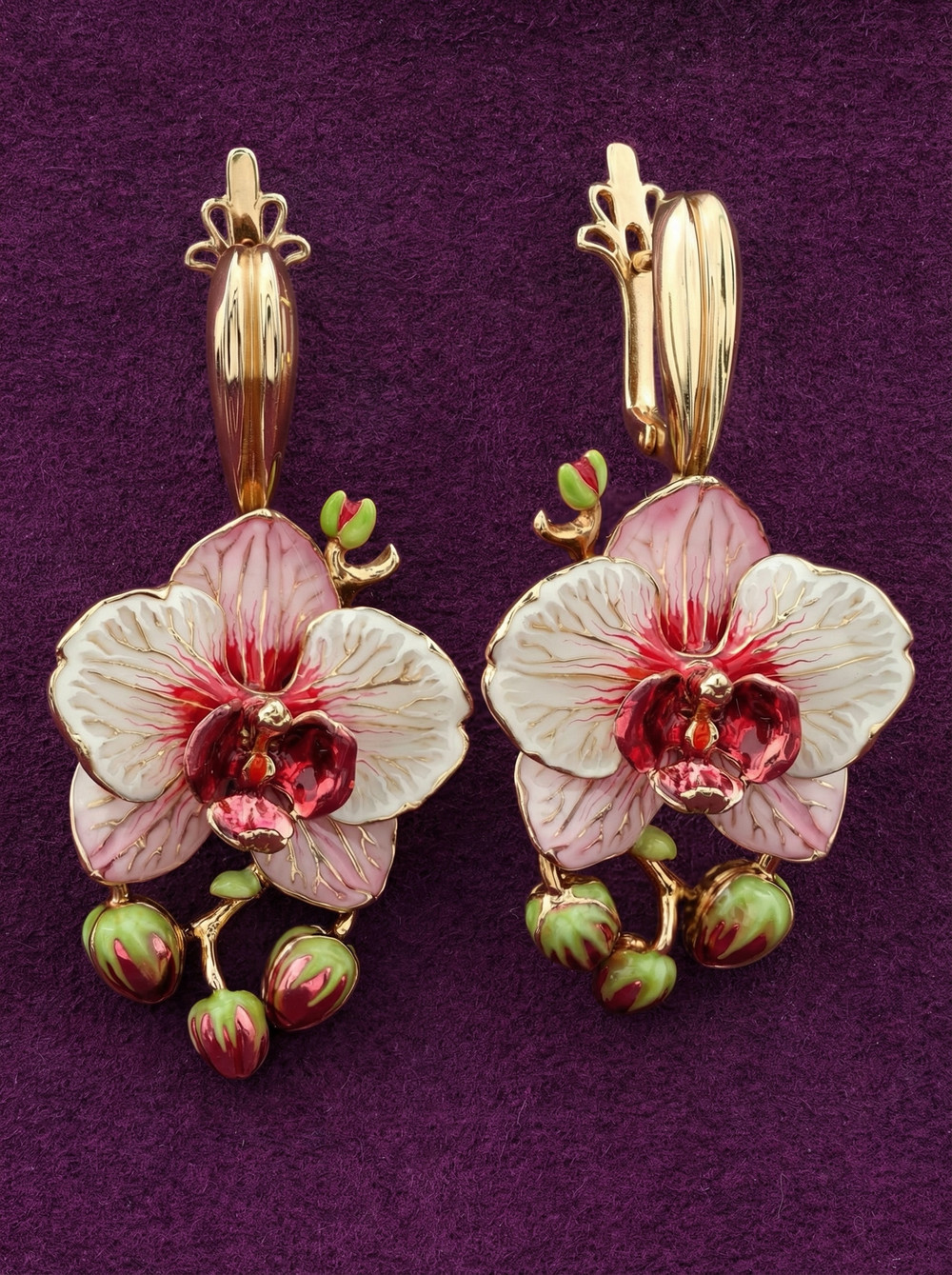 Серьги из золота c эмаль