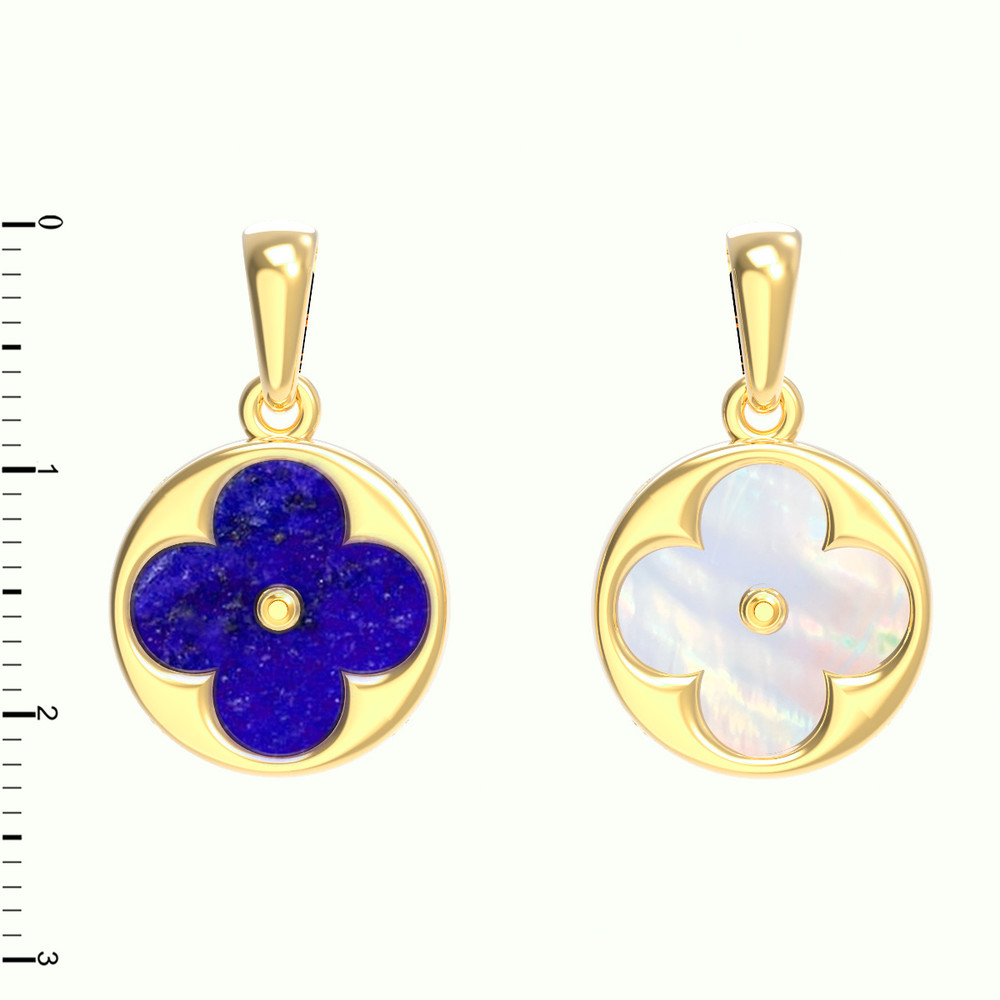 Подвеска из лимонного золота c лазуритом и перламутром