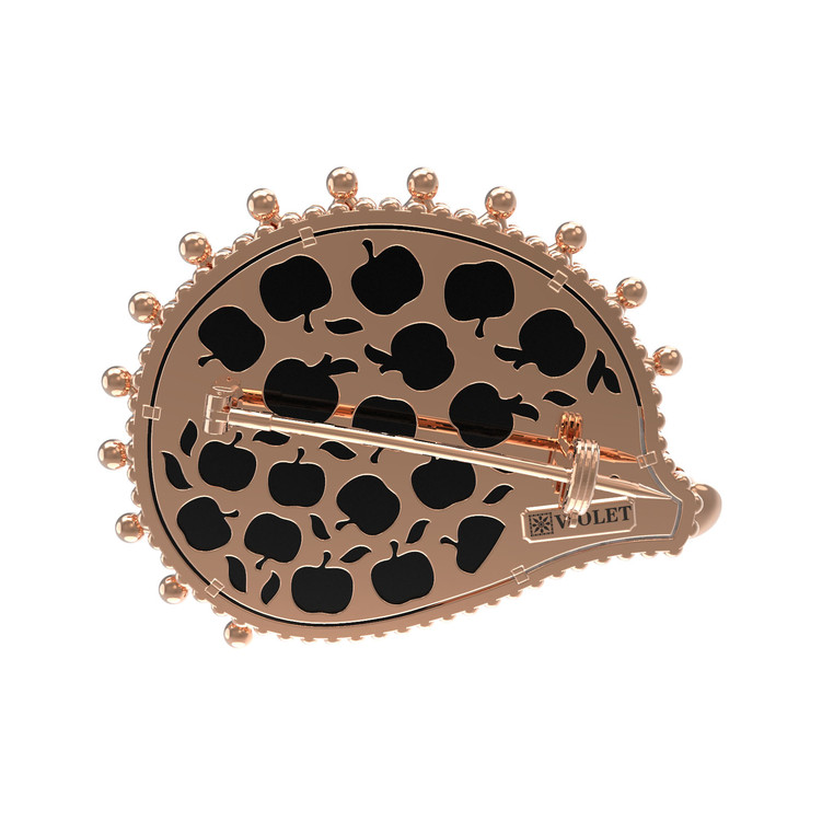 Брошь из золота c эмаль , ониксом и перламутром