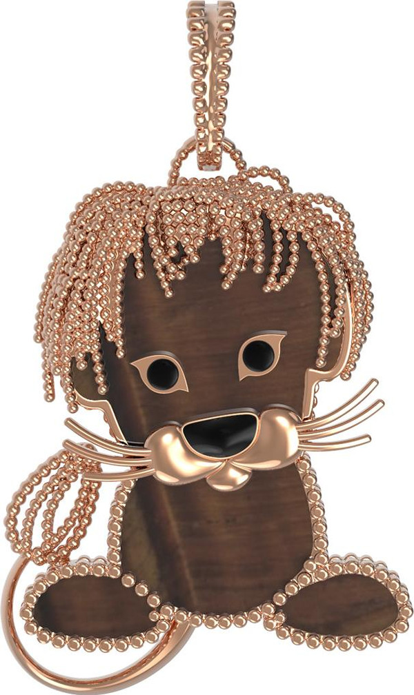 Подвеска из золота c эмаль и тигровым глазом