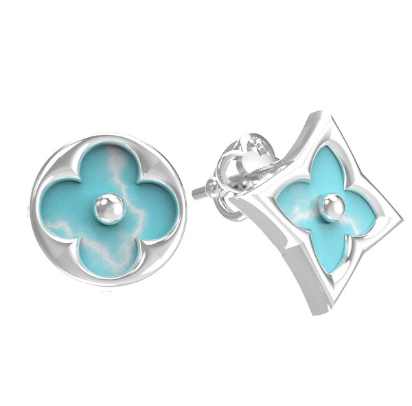 Серьги из белого золота c бирюзой