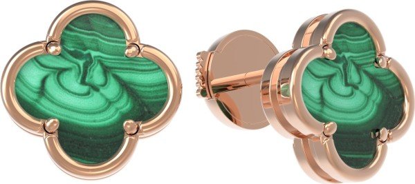 Серьги из золота 585 пробы c малахитом