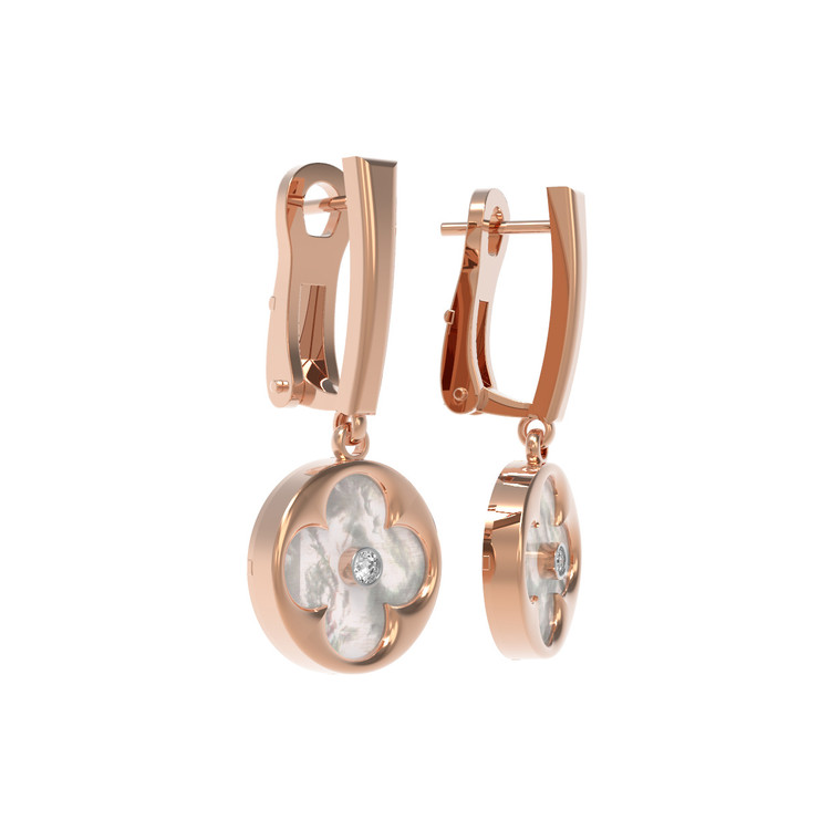 Серьги из золота c бриллиантами и перламутром