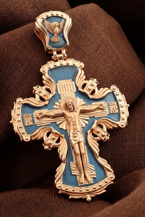 Крест из золота c эмаль