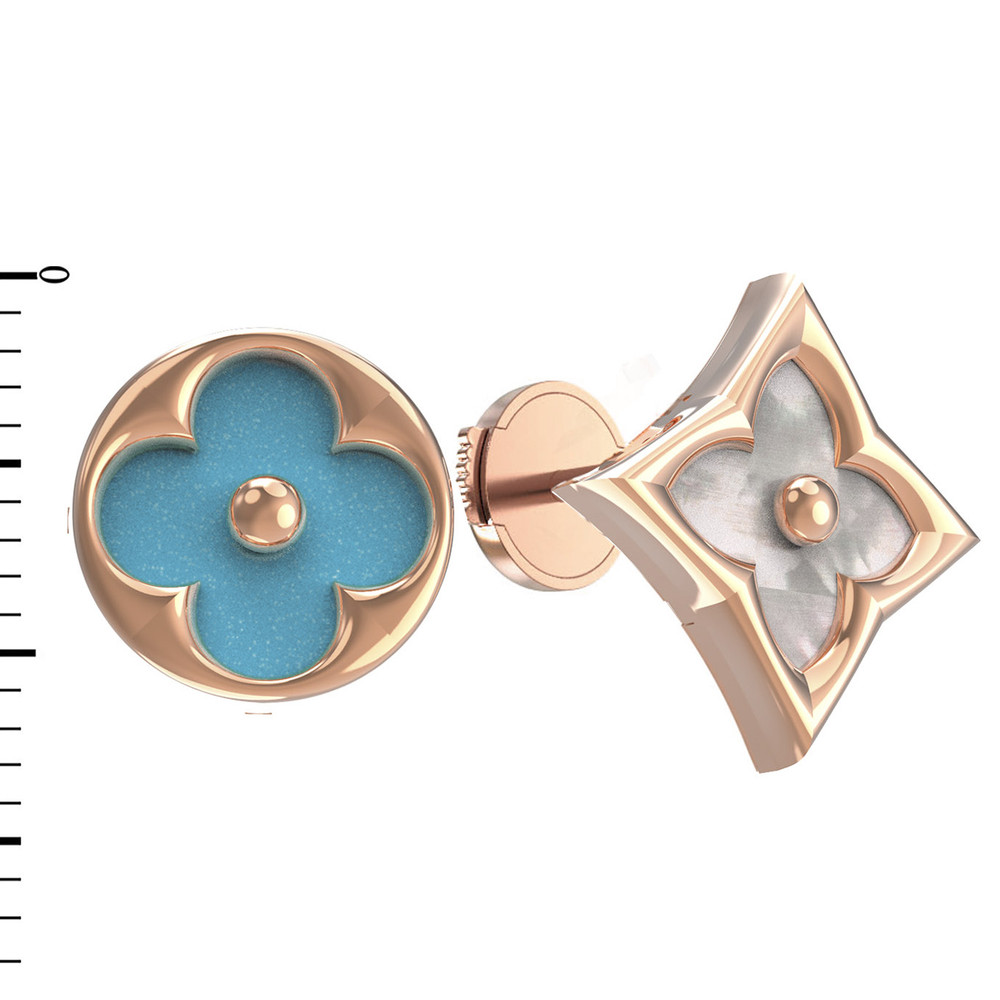 Серьги из золота c бирюзой и перламутром