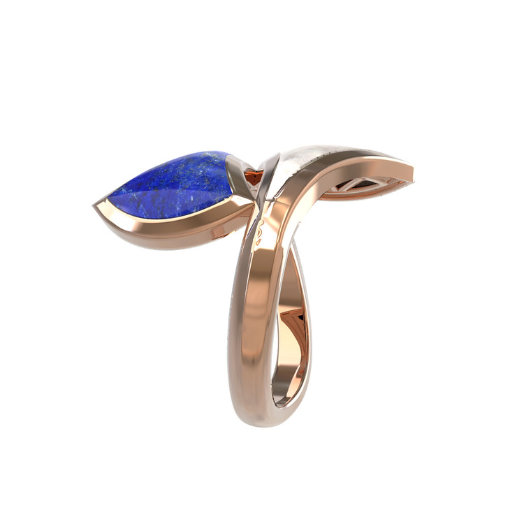 Кольцо из золота c лазуритом и перламутром