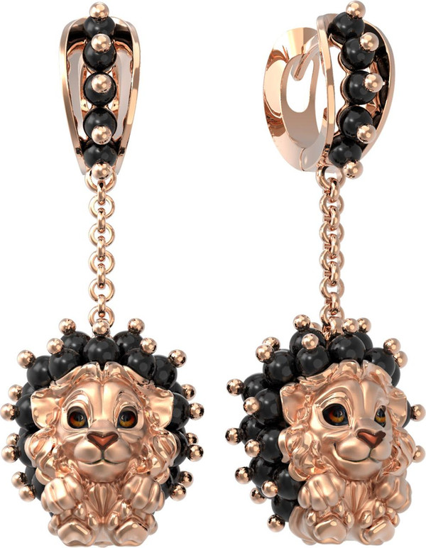 Серьги из золота c эмаль и ониксом