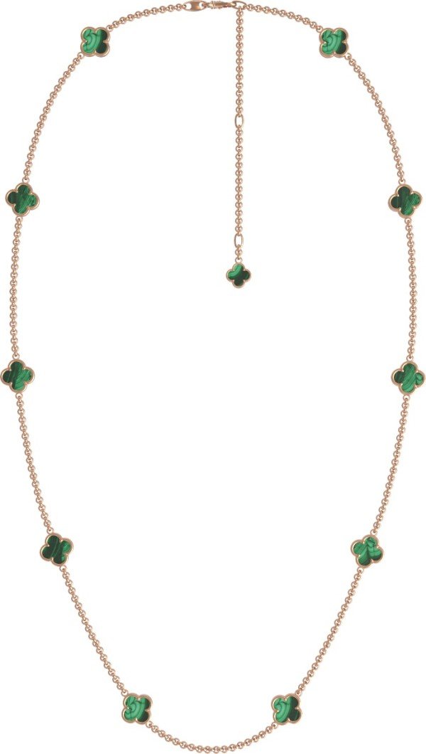 Колье из золота c малахитом