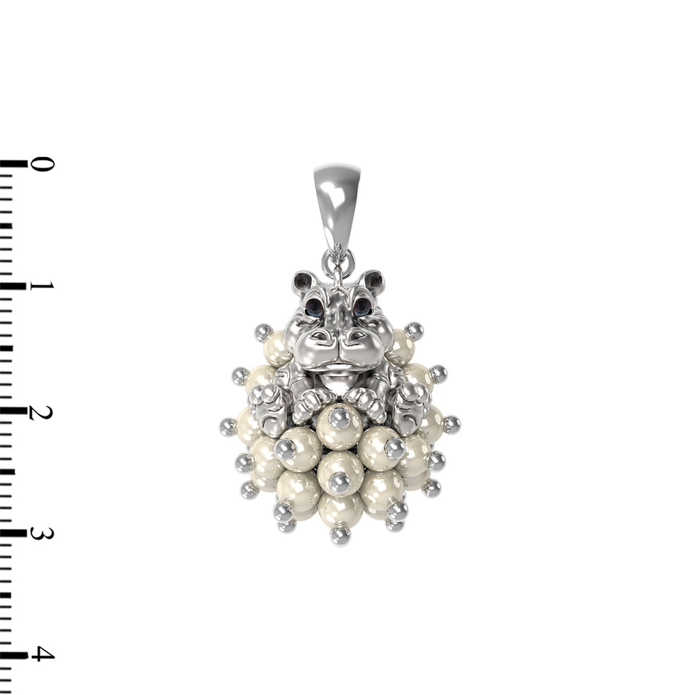 Подвеска из белого золота c эмаль и жемчугом