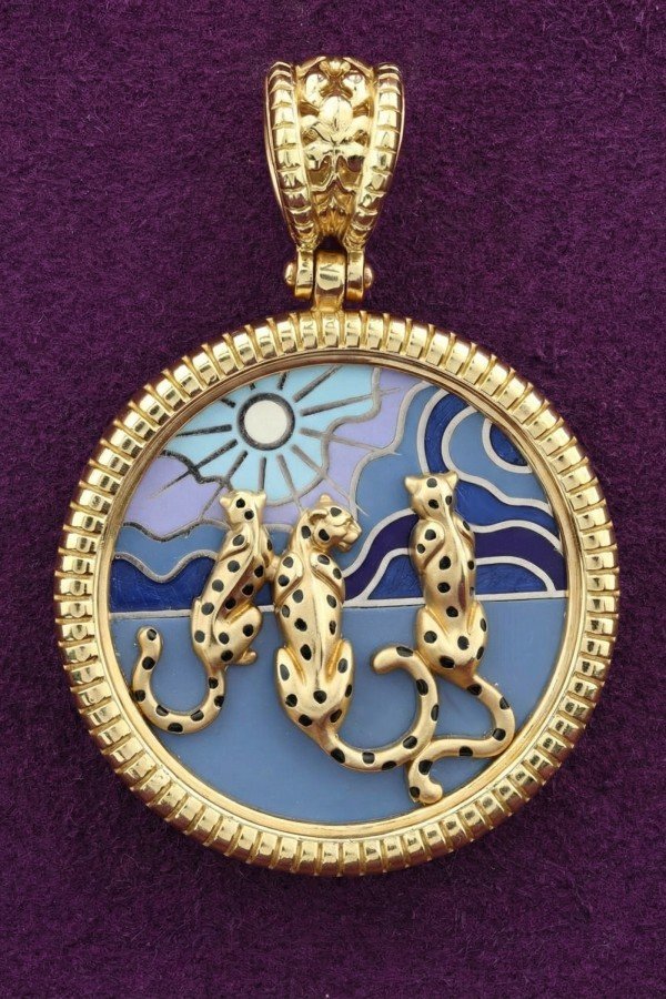 Подвеска из лимонного золота 585 пробы c эмалью