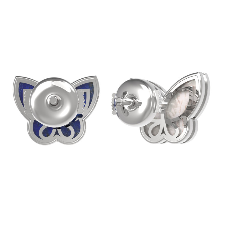 Серьги из белого золота c лазуритом и перламутром