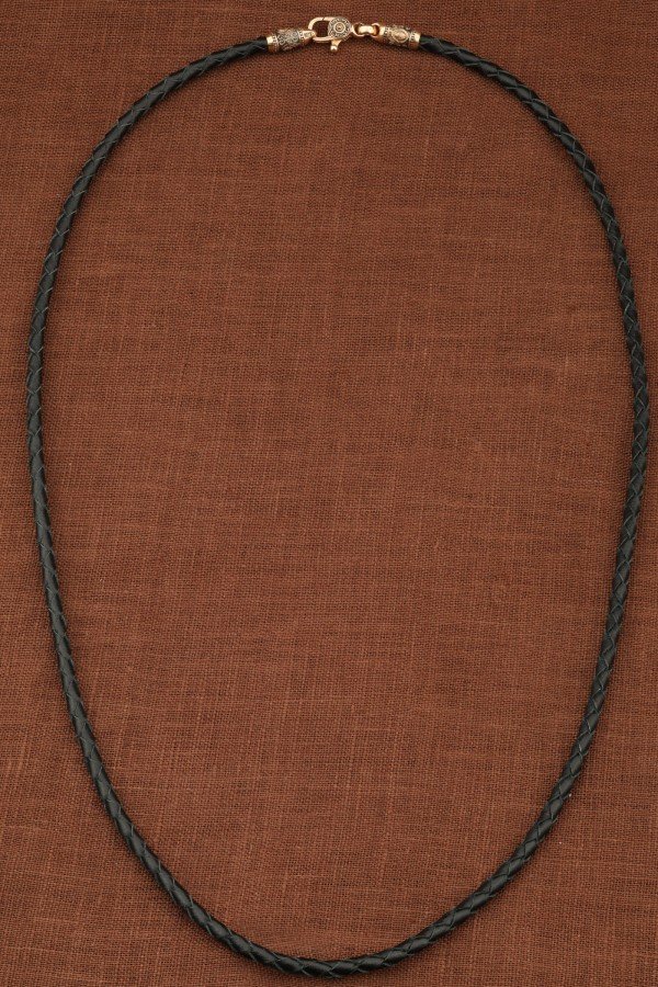 Гайтан из золота c кожаным шнурком