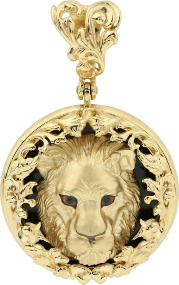 Подвеска из лимонного золота 585 пробы c эмалью и ониксом