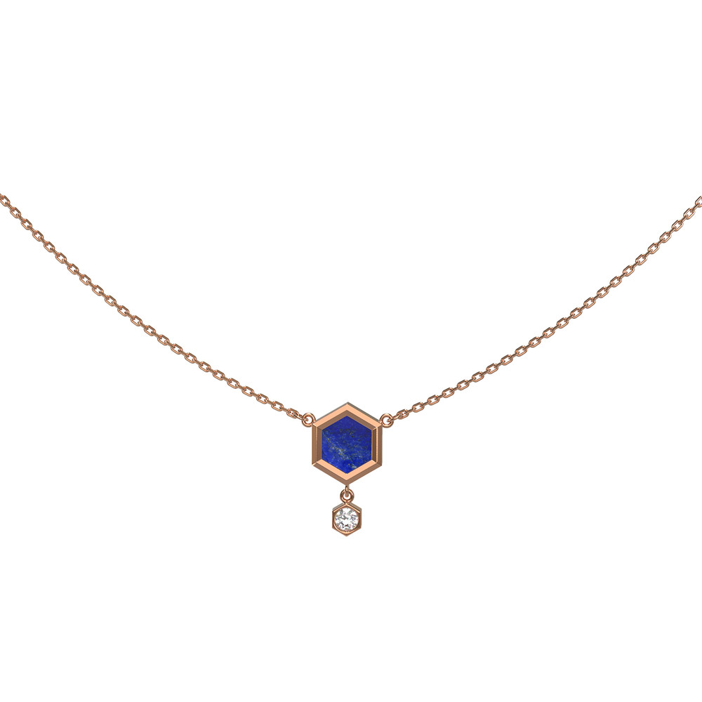 Колье из золота c бриллиантами и лазуритом