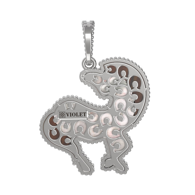 Подвеска из белого золота c эмаль , тигровым глазом и перламутром