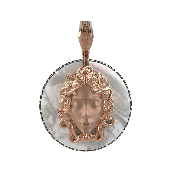 Подвеска из золота c эмаль и перламутром