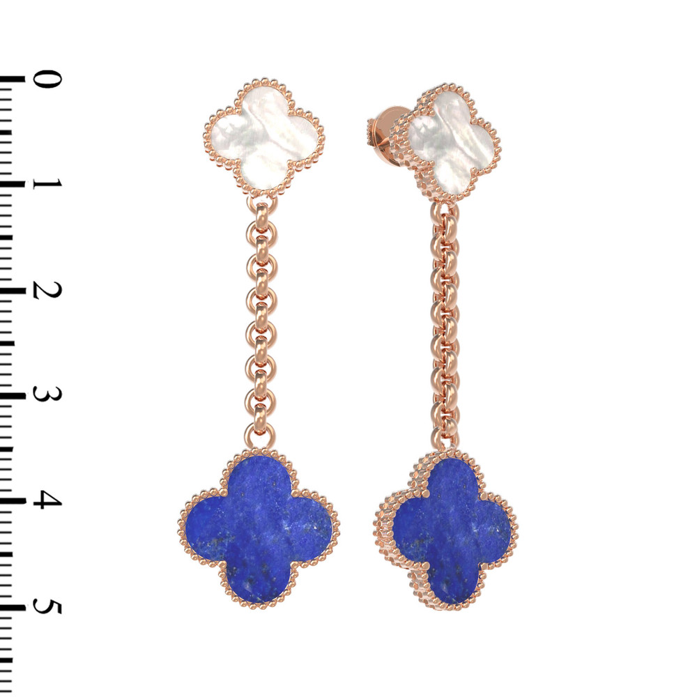 Серьги из золота c лазуритом и перламутром