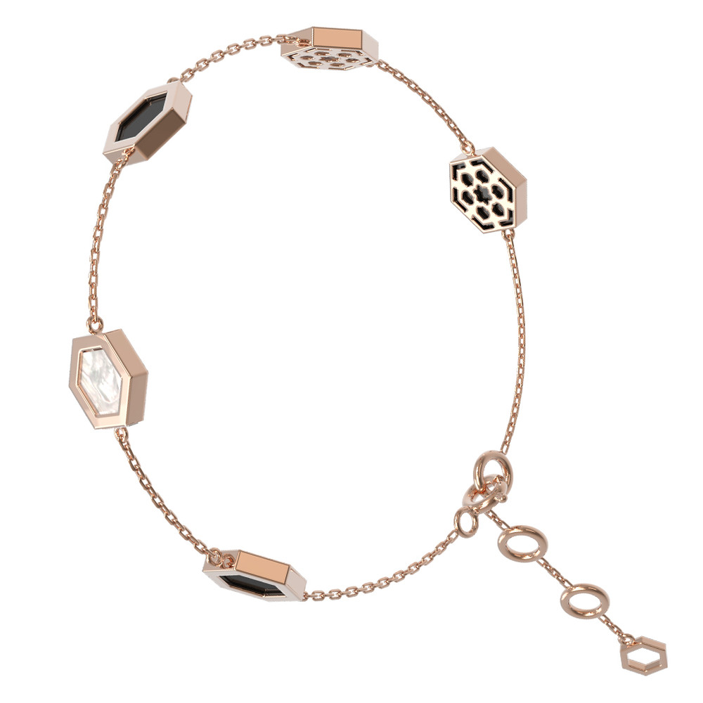 Браслет из золота c ониксом и перламутром