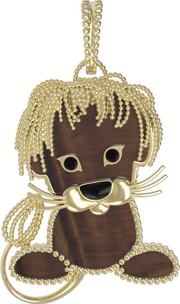 Подвеска из лимонного золота c эмалью и тигровым глазом