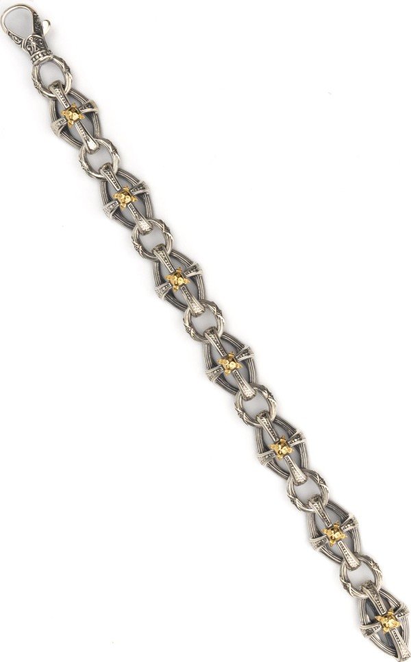 Браслет из серебра и золота c рубином