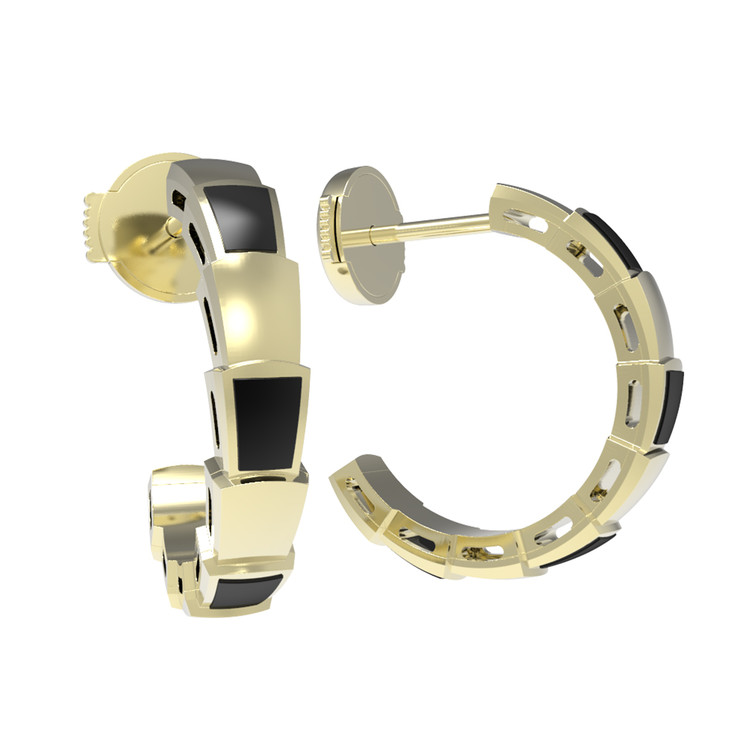 Серьги из лимонного золота c ониксом