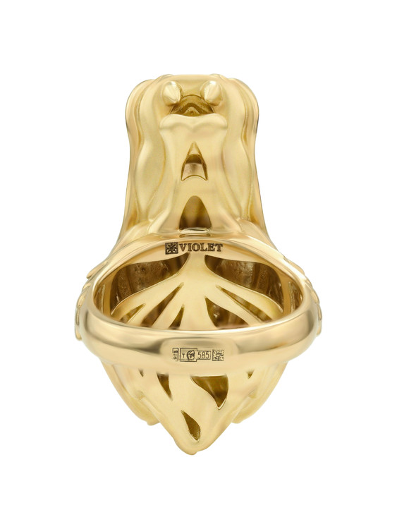 Кольцо из лимонного золота c бриллиантами