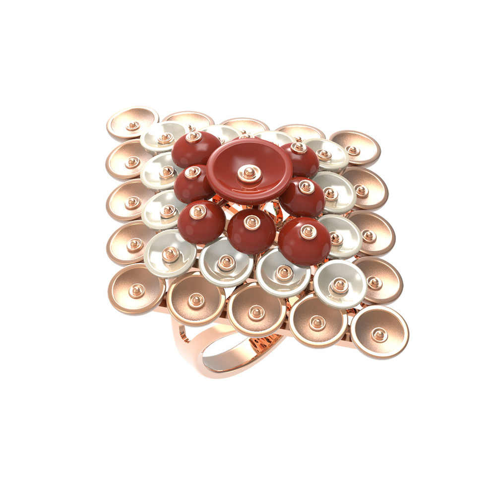 Кольцо из золота c агатом и перламутром