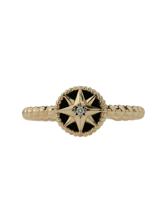Кольцо из золота c бриллиантами и ониксом