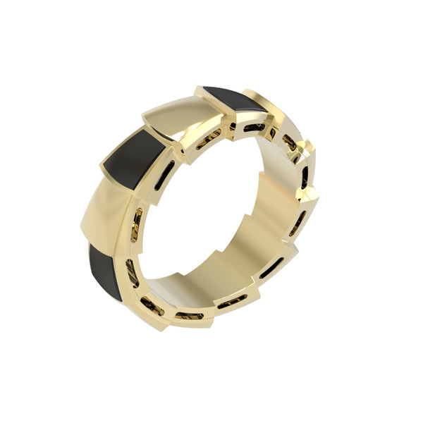 Кольцо из лимонного золота c ониксом