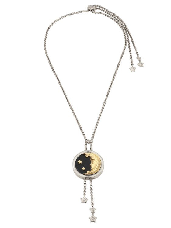 Колье из белого золота c ониксом и перламутром